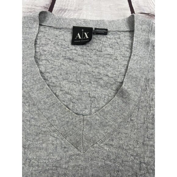 ARMANI EXCHANGE Sweater Men's XL Patterned Vneck Pullover - Picture 8 of 8